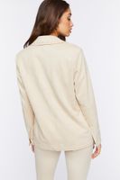 Women's Faux Suede Peak Lapel Blazer in Beige Small