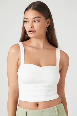Women's Sweetheart Crop Top in White, XL