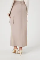 Women's Twill Cargo Midi Skirt in Winter Wheat Small