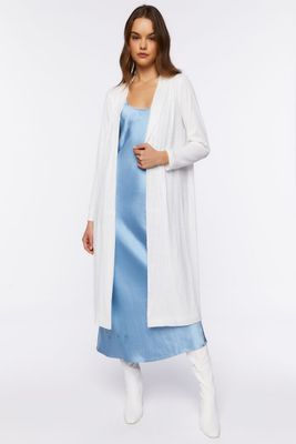 Women's Sequin Open-Front Kimono in White Small