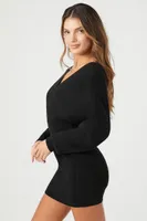 Women's Surplice Mini Sweater Dress Large