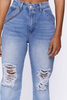 Women's Distressed Denim Wallet Chain Joggers in Light Denim, 25