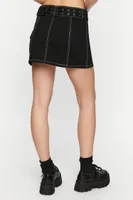 Women's Belted Twill Cargo Mini Skirt in Black, XS