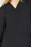 Women's French Terry Drop-Sleeve Hoodie in Black, XS