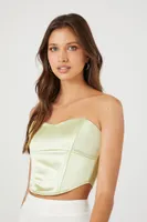 Women's Metallic Cropped Tube Top Pistachio