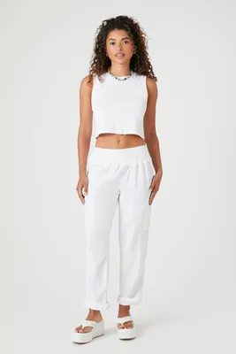 Women's Crepe Wide-Leg Cargo Pants