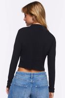 Women's Mock Neck Crop Top in Black, XL