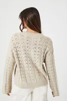 Women's Open-Knit Drop-Sleeve Sweater in Beige Medium