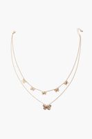 Women's Butterfly Charm Layered Necklace in Gold