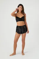 Women's Velvet Pajama Shorts Small