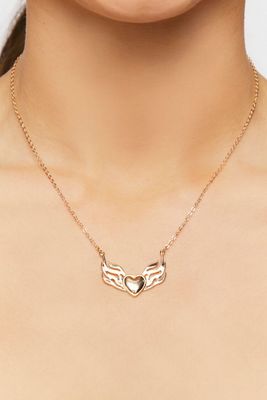Women's Winged Heart Pendant Necklace in Gold