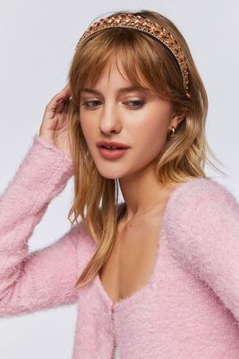 Faux Gem-Embellished Headband in Pink