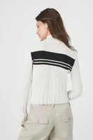 Women's Striped Half-Zip Sweater in Vanilla, XS