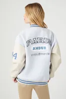 Women's Paris Varsity Letterman Bomber Jacket Blue