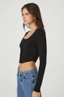 Women's Sweater-Knit Seam Crop Top Small