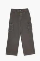 Girls Straight-Leg Cargo Jeans (Kids) Charcoal,