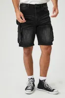 Men Cargo Denim Shorts in Washed Black, 32