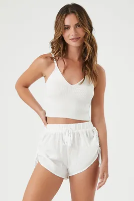 Women's Tassel Drawstring Shorts in Ivory Medium