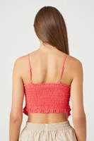 Women's Smocked Handkerchief Cropped Cami in Cayenne, XL