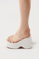 Women's Faux Croc Chain Wedges in White, 10