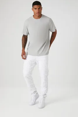 Men Distressed Frayed Skinny Jeans in White, 32