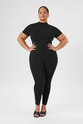 Women's Mock Neck Jumpsuit in Black, 0X