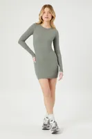 Women's Long-Sleeve Bodycon Mini Dress in Tea Small