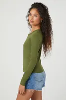 Women's Button-Front Long-Sleeve Top in Cypress Medium