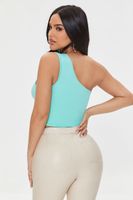 Women's Lace-Up One-Shoulder Crop Top in Mint Large