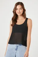 Women's Chiffon Scoop Tank Top in Black Large