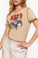 Women's KISS x Emoji Rhinestone Graphic Baby T-Shirt in Taupe, XS