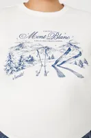 Women's Mont Blanc Graphic T-Shirt in White/Blue, 1X