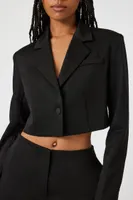 Women's Satin Notched Cropped Blazer