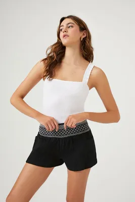 Women's Smocked Textured Shorts Large