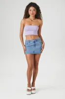 Women's Sweater-Knit Geo Cropped Tube Top Dusty Lavender