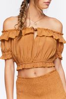 Women's Off-the-Shoulder Top & Mini Skirt Set in Seashell Small