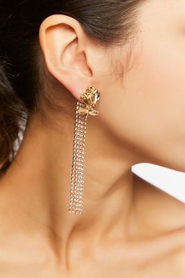 Women's Rhinestone Rose Duster Earrings in Gold/Clear