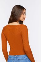 Women's Ribbed Scoop-Neck Sweater Chocolate