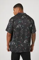 Men Paint Splatter Shirt Black