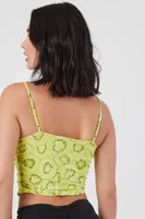 Women's Kiwi Print Cropped Cami in Green Small