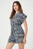 Women's Linen-Blend Geo Print Romper