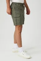 Men Twill Drawstring Shorts in Olive Large