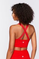 Women's Ruched Drawstring Sports Bra in High Risk Red Small