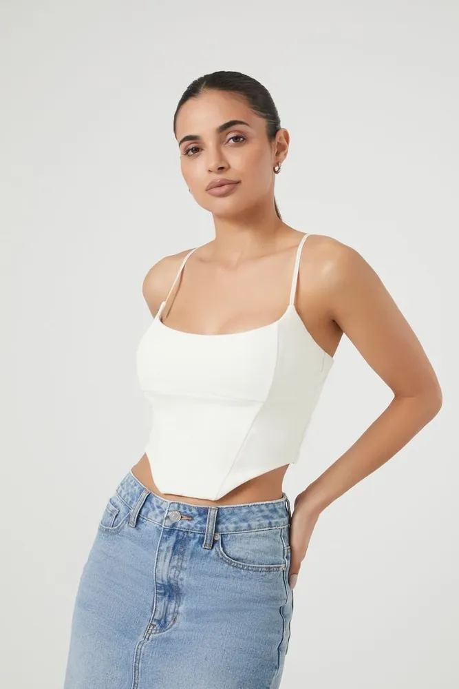 Women's Cropped Curved-Hem Cami in Vanilla Large