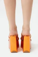 Women's Metallic Strappy Platform Wedge Heels Orange,