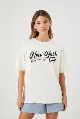 Women's New York City Graphic T-Shirt in Cream Large
