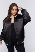 Women's Los Angeles California Bomber Jacket in Black, 1X