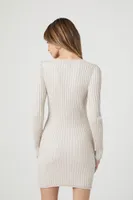 Women's Ribbed Mini Sweater Dress in Birch, XS