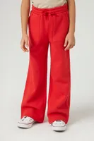 Girls Fleece Straight-Leg Pants (Kids) in Red, 13/14