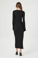 Women's Button-Front Midi Sweater Dress in Black Medium